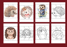 DZIEŃ JEŻA– puzzle – 17 szt.- biblioteka - świetlica