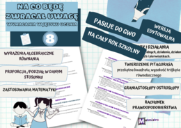 Na co będę zwracał uwagę - dla klasy 8, wymagania edukacyjne z matematyki, w języku ucznia na cały rok szkolny.