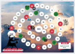 Gra dydaktyczna, mity greckie, gra planszowa do lektury "Mitologia" Jan Parandowski