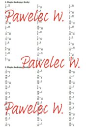 Rozszerzanie i skracanie ułamków zwykłych - karta pracy, sprawdzian, kl. 4, kl. 5, kl. 6 przykłady II