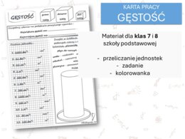 Fizyka 7 i 8. Karta pracy. GĘSTOŚĆ. Właściwości materii.