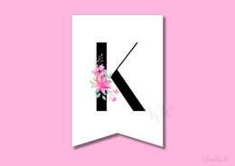 Elegancka girlanda z motywem kwiatowym – pełny polski alfabet