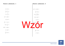 Mnożenie jednomianów | matematyka, algebra | 26 kolumn