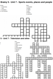 Brainy 5 – Unit 7 – krzyżówki – Sports events, places and people/Television and other media