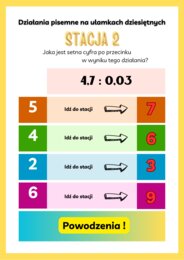 Stacje zadaniowe-działania na ułamkach dziesiętnych