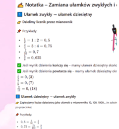 Zamiana ułamków zwykłych i dziesiętnych