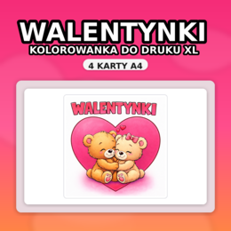 WALENTYNKI – Plakat kolorowanka XL (4xA4) + wersja A4 – PDF