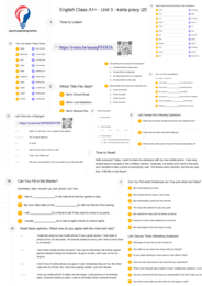 English Class A1+ – Unit 3 – karta pracy