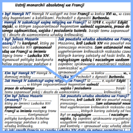 Ustrój monarchii absolutnej we Francji – notatki i karta pracy