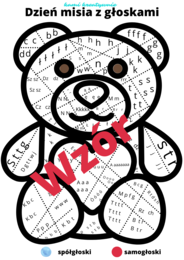 Miś z głoskami - plakat- samogłoski i społgłoski