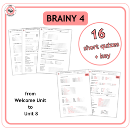 Brainy 4 - kartkówki od działu Welcome Unit do działu 8