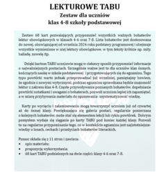 LEKTUROWE TABU- ZESTAW 68 KART DLA UCZNIÓW KLAS 4-8