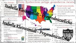 Sketchnotka - notatka „Stany Zjednoczone – potęga gospodarcza świata” wykonana w power point do edycji. Geografia 8; „Ameryki”