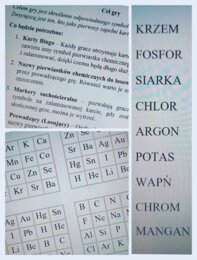 PIERWIASTKI CHEMICZNE gra BINGO