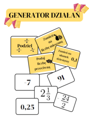 GENERATOR DZIAŁAŃ - działania na liczbach całkowitych i wymiernych. [KLASA 4, KLASA 5, KLASA 6, KLASA 7, KLASA 8]