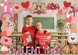 Zestaw Walentynkowa Fotoramka XXL – Kapibary i Serca + Rekwizyty| 35 stron do druku, grafiki łatwe do wycięcia