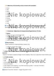 Dragon Hunter Academy: karta pracy + scenariusz lekcji A2+/B1