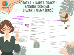 Notatka + karta pracy + zadanie domowe: Ciężar i nieważkość (ZA DARMO!)