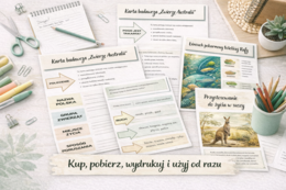 Karta badacza "Zwierzę Australii".  Łańcuch pokarmowy Wielkiej Rafy Koralowej.  Przystosowania do życia w suszy. [GEOGRAFIA]