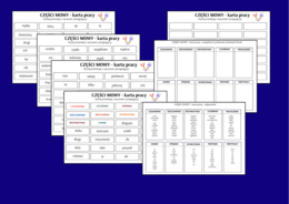 CZĘŚCI MOWY – czasownik – rzeczownik – przymiotnik – przysłówek – liczebnik - zaimek – spójnik – wykrzyknik – przyimek – partykuła - karta pracy - fiszki – egzamin – powtórka + odpowiedzi