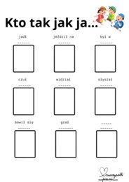 Karta do zabawy "Kto tak jak ja..."