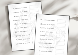 Zamiana jednostek czasu - 2 karty pracy (20 przykładów)