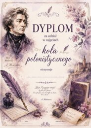 Dyplom za uczestnictwo w zajęciach polonistycznych/ koła polonistycznego