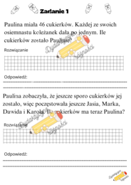 Odejmowanie w zakresie 50. Rozbudowane zadania z treścią- 10 kart pracy.