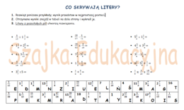 Matematyka. Co skrywają litery? - Działania na ułamkach zwykłych.