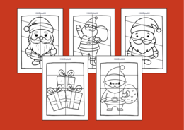 MIKOŁAJKI – Mikołaj – Boże Narodzenie – UKŁADANKA – układanki – puzzle – kolorowanka – 10 szt. biblioteka – świetlica – przedszkole