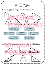 Karta pracy lub kartkówka TRÓJKĄTY kl. 4, 5, 6