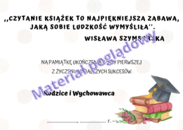 Wkładki do książek. Zakończenie roku szkolnego. Klasy 1-8 . Wzór 4