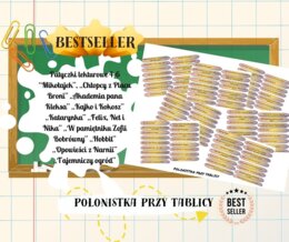 Patyczki lekturowe "Mikołajek" "Chłopcy z Placu Broni" "Akademia pana Kleksa" "Kajko i Kokosz" "Katarynka" "Felix, Net i Nika" "W pamiętniku Zofii Bobrówny" "Hobbit" "Opowieści z Narnii" "Tajemniczy ogród"