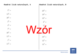 Kwadrat liczb naturalnych | matematyka | 26 kolumn
