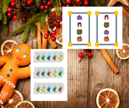 Zadania świąteczne - układanki lewopółkulowe, sekwencje, pamięć, koncentracja, motoryka mała