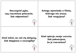 Trening Umiejętności Społecznych - karty reakcji.