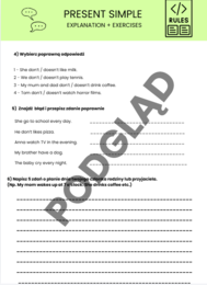 Present Simple - karta pracy wytłumaczenie + zadania