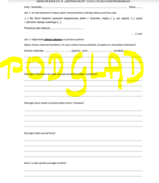 Sprawdzian "Mitologia" Jana Parandowskiego, test mity greckie