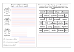 KARTY PRACY klasy 1-3,  CZĘŚCI MOWY: CZASOWNIKI, RZECZOWNIKI, PRZYMIOTNIKI PRZYSŁÓWKI w formie wklejek do zeszytu
