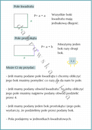 Pole kwadratu i prostokąta - notatka