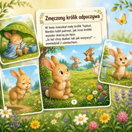 Zmęczony królik odpoczywa - historyjka o odpoczynku