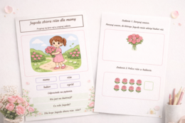 Jagoda zbiera róże dla mamy. [Karta pracy]