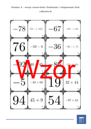 Domino - Dodawanie i odejmowanie liczb całkowitych | matematyka