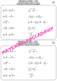 Szybkie karteczki - potęgi i pierwiastki. Klasa 7. Klasa 8.
