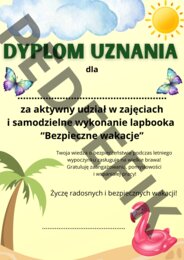 Lapbook - bezpieczne wakacje + dyplom uznania