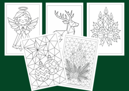 🎄 Zestaw 30 świątecznych kolorowanek – Boże Narodzenie - mozaika / witraż / low-poly 🎄- kolorowanki - biblioteka - świetlica - zajęcia z wychowawcą - zajęcia kreatywne