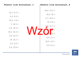Mnożenie liczb dziesiętnych | matematyka | 26 kolumn