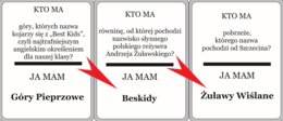 Kto ma? Krainy geograficzne i największe rzeki Polski – quiz karciany
