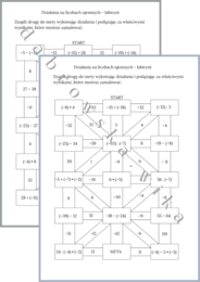 Działania na liczbach ujemnych - labirynt
