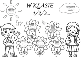 🖍️ Gazetka klasowa „W KLASIE 1/2/3…” – do pokolorowania 🎨🌻To nie tylko dekoracja — to interaktywny plakat, który dzieci mogą pokolorować i współtworzyć!